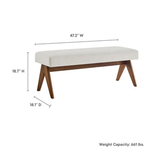 Modway Furniture Lyra 47" Versatile Fabric Upholstered Bench for Modern Living - Stylish Seating for Any Space Ivory EEI-7112-HEI