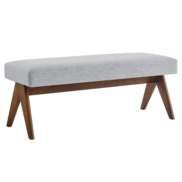 Modway Furniture Lyra 47" Versatile Fabric Upholstered Bench for Modern Living - Stylish Seating for Any Space Light Gray EEI-7112-HLG