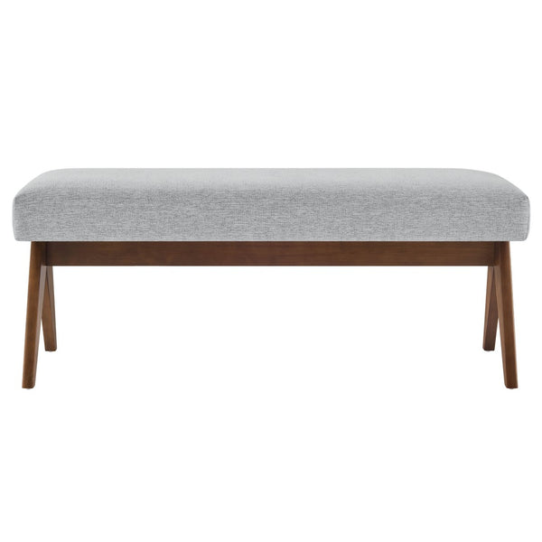 Modway Furniture Lyra 47" Versatile Fabric Upholstered Bench for Modern Living - Stylish Seating for Any Space Light Gray EEI-7112-HLG