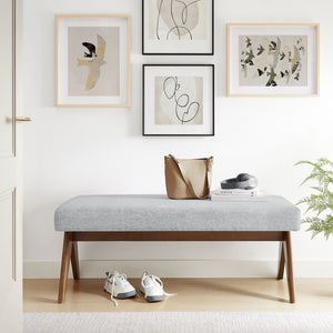 Modway Furniture Lyra 47" Versatile Fabric Upholstered Bench for Modern Living - Stylish Seating for Any Space Light Gray EEI-7112-HLG