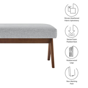 Modway Furniture Lyra 47" Versatile Fabric Upholstered Bench for Modern Living - Stylish Seating for Any Space Light Gray EEI-7112-HLG
