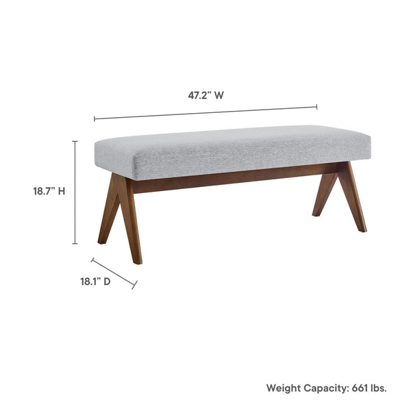Modway Furniture Lyra 47" Versatile Fabric Upholstered Bench for Modern Living - Stylish Seating for Any Space Light Gray EEI-7112-HLG