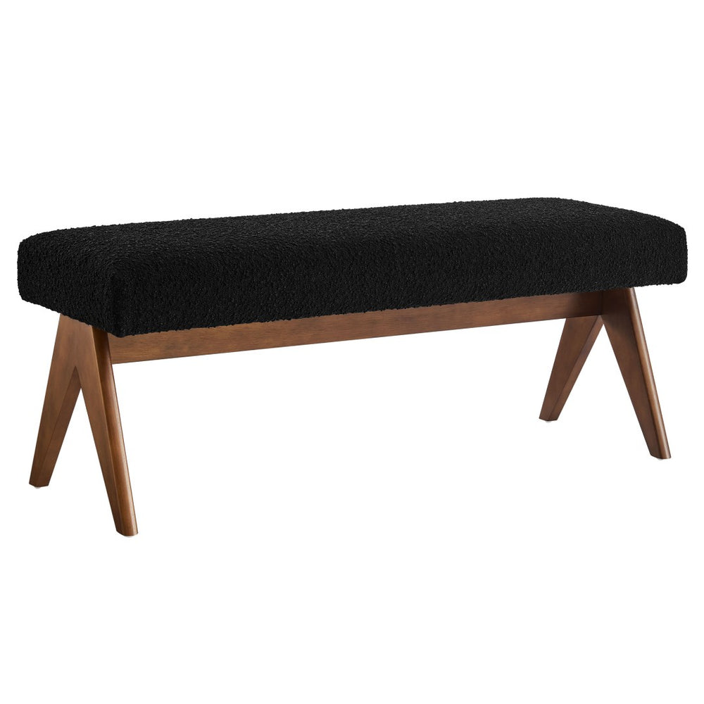 Modway Furniture Lyra 47" Modern Boucle Upholstered Bench with Plush Padding for Stylish Entryway or Bedroom Decor Black EEI-7113-BLK