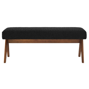 Modway Furniture Lyra 47" Modern Boucle Upholstered Bench with Plush Padding for Stylish Entryway or Bedroom Decor Black EEI-7113-BLK