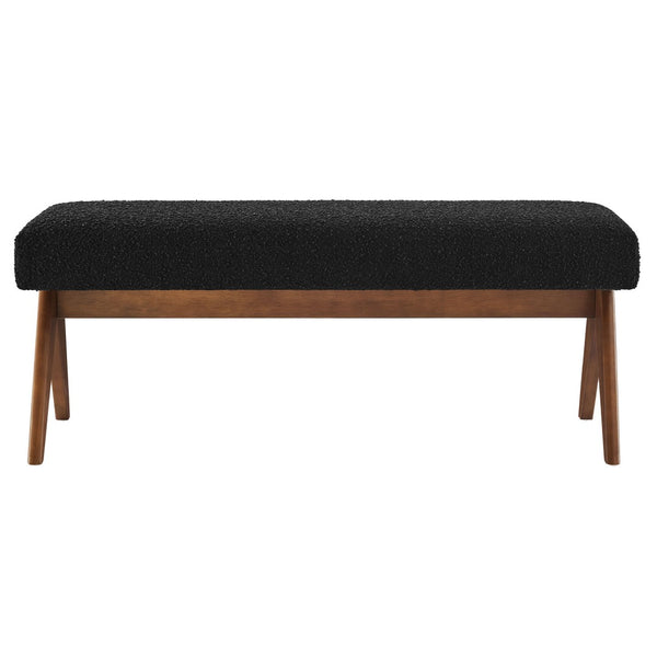 Modway Furniture Lyra 47" Modern Boucle Upholstered Bench with Plush Padding for Stylish Entryway or Bedroom Decor Black EEI-7113-BLK