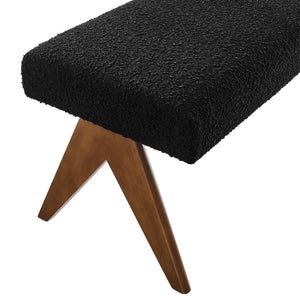 Modway Furniture Lyra 47" Modern Boucle Upholstered Bench with Plush Padding for Stylish Entryway or Bedroom Decor Black EEI-7113-BLK