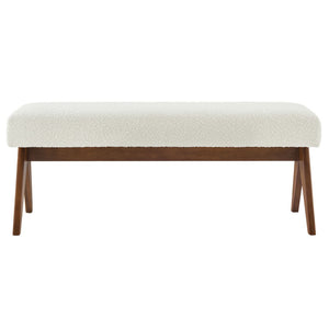 Modway Furniture Lyra 47" Modern Boucle Upholstered Bench with Plush Padding for Stylish Entryway or Bedroom Decor Ivory Boucle EEI-7113-IVO