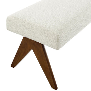 Modway Furniture Lyra 47" Modern Boucle Upholstered Bench with Plush Padding for Stylish Entryway or Bedroom Decor Ivory Boucle EEI-7113-IVO