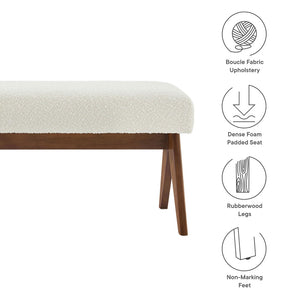 Modway Furniture Lyra 47" Modern Boucle Upholstered Bench with Plush Padding for Stylish Entryway or Bedroom Decor Ivory Boucle EEI-7113-IVO