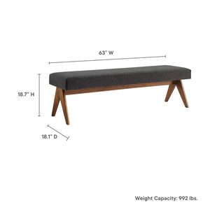 Modway Furniture Lyra 63" Stylish Upholstered Bench - Perfect for Entryways, Living Rooms, or Bedroom Accents Dark Gray EEI-7114-HDG