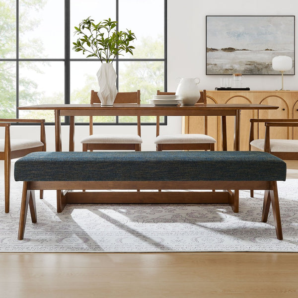 Modway Furniture Lyra 63" Stylish Upholstered Bench - Perfect for Entryways, Living Rooms, or Bedroom Accents Azure EEI-7114-HEA