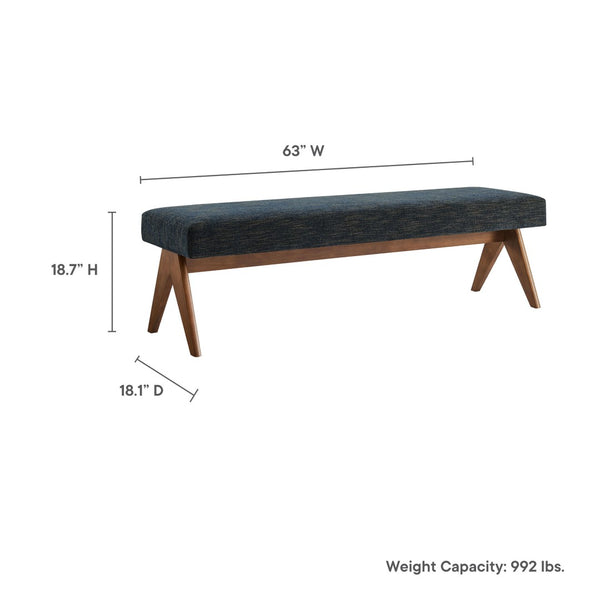 Modway Furniture Lyra 63" Stylish Upholstered Bench - Perfect for Entryways, Living Rooms, or Bedroom Accents Azure EEI-7114-HEA