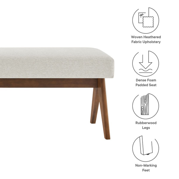 Modway Furniture Lyra 63" Stylish Upholstered Bench - Perfect for Entryways, Living Rooms, or Bedroom Accents Ivory EEI-7114-HEI