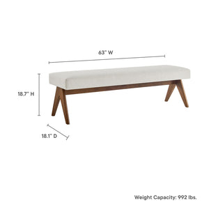 Modway Furniture Lyra 63" Stylish Upholstered Bench - Perfect for Entryways, Living Rooms, or Bedroom Accents Ivory EEI-7114-HEI