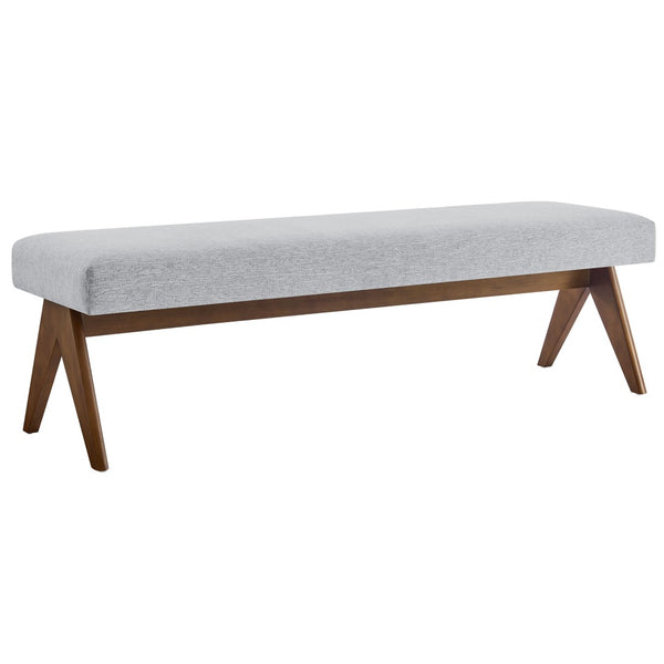 Modway Furniture Lyra 63" Stylish Upholstered Bench - Perfect for Entryways, Living Rooms, or Bedroom Accents Light Gray EEI-7114-HLG