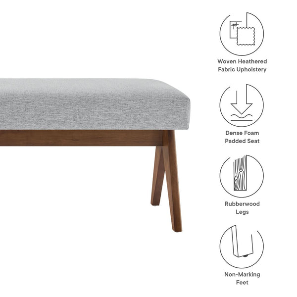 Modway Furniture Lyra 63" Stylish Upholstered Bench - Perfect for Entryways, Living Rooms, or Bedroom Accents Light Gray EEI-7114-HLG