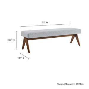 Modway Furniture Lyra 63" Stylish Upholstered Bench - Perfect for Entryways, Living Rooms, or Bedroom Accents Light Gray EEI-7114-HLG
