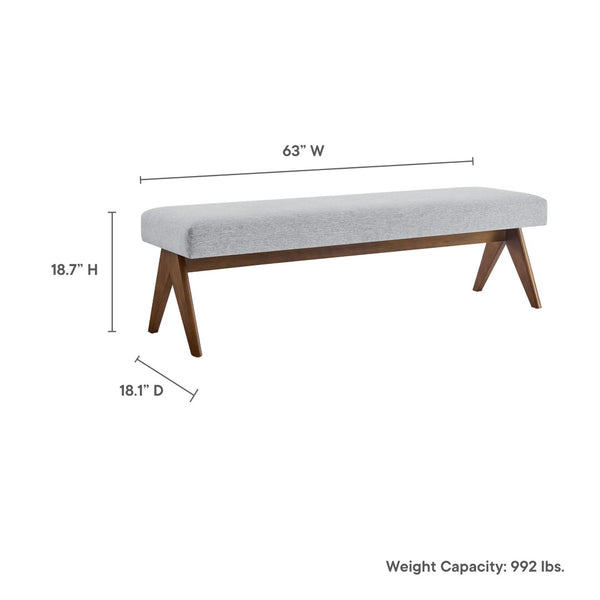 Modway Furniture Lyra 63" Stylish Upholstered Bench - Perfect for Entryways, Living Rooms, or Bedroom Accents Light Gray EEI-7114-HLG