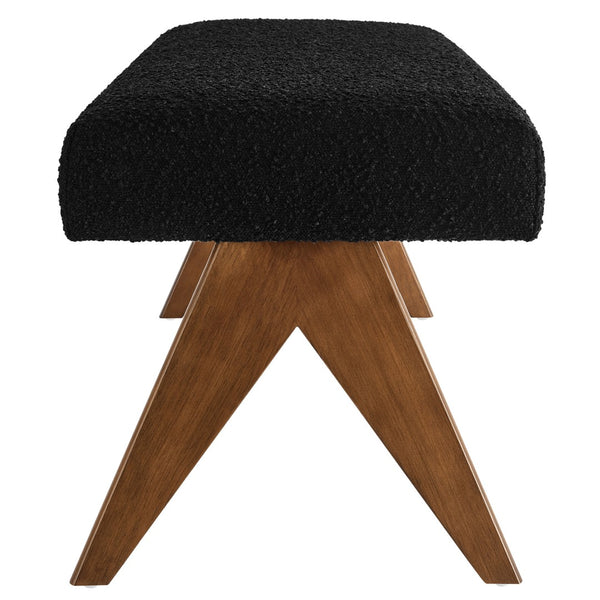 Modway Furniture Lyra 63" Boucle Upholstered Bench – Stylish Seating Solution for Entryway, Living Room, or Bedroom Black EEI-7115-BLK
