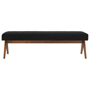 Modway Furniture Lyra 63" Boucle Upholstered Bench – Stylish Seating Solution for Entryway, Living Room, or Bedroom Black EEI-7115-BLK