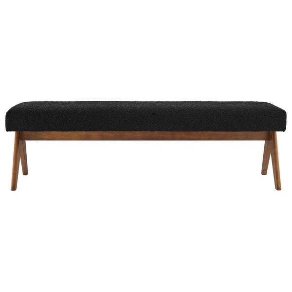 Modway Furniture Lyra 63" Boucle Upholstered Bench – Stylish Seating Solution for Entryway, Living Room, or Bedroom Black EEI-7115-BLK