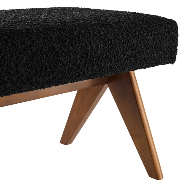 Modway Furniture Lyra 63" Boucle Upholstered Bench – Stylish Seating Solution for Entryway, Living Room, or Bedroom Black EEI-7115-BLK