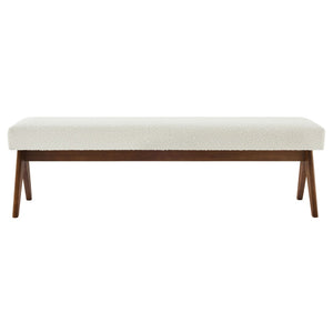 Modway Furniture Lyra 63" Boucle Upholstered Bench – Stylish Seating Solution for Entryway, Living Room, or Bedroom Ivory Boucle EEI-7115-IVO