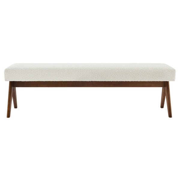 Modway Furniture Lyra 63" Boucle Upholstered Bench – Stylish Seating Solution for Entryway, Living Room, or Bedroom Ivory Boucle EEI-7115-IVO