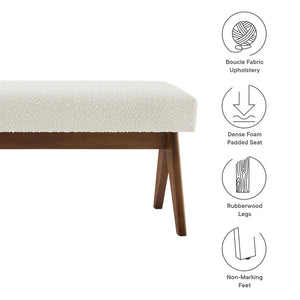 Modway Furniture Lyra 63" Boucle Upholstered Bench – Stylish Seating Solution for Entryway, Living Room, or Bedroom Ivory Boucle EEI-7115-IVO