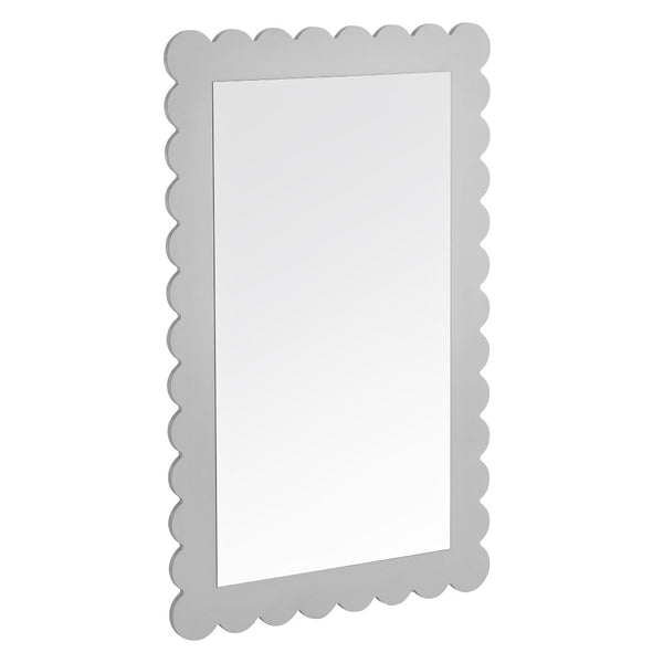 Modway Furniture Emmeline Scalloped Rectangle Wall Mirror - Stylish Accent for Modern and Eclectic Home Décor Light Gray EEI-7116-LGR