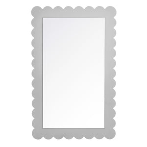 Modway Furniture Emmeline Scalloped Rectangle Wall Mirror - Stylish Accent for Modern and Eclectic Home Décor Light Gray EEI-7116-LGR