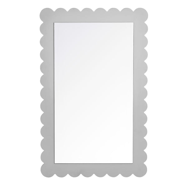 Modway Furniture Emmeline Scalloped Rectangle Wall Mirror - Stylish Accent for Modern and Eclectic Home Décor Light Gray EEI-7116-LGR