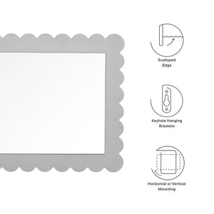 Modway Furniture Emmeline Scalloped Rectangle Wall Mirror - Stylish Accent for Modern and Eclectic Home Décor Light Gray EEI-7116-LGR
