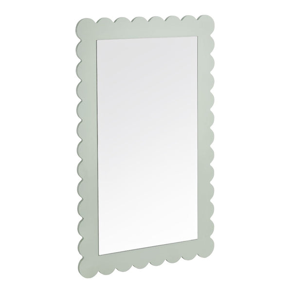 Modway Furniture Emmeline Scalloped Rectangle Wall Mirror - Stylish Accent for Modern and Eclectic Home Décor Sage EEI-7116-SGE