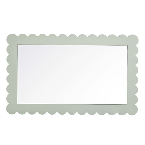 Modway Furniture Emmeline Scalloped Rectangle Wall Mirror - Stylish Accent for Modern and Eclectic Home Décor Sage EEI-7116-SGE
