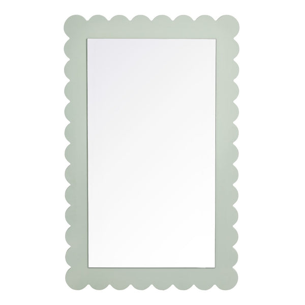 Modway Furniture Emmeline Scalloped Rectangle Wall Mirror - Stylish Accent for Modern and Eclectic Home Décor Sage EEI-7116-SGE