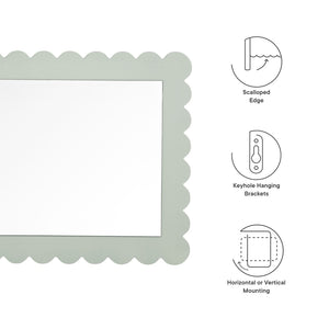 Modway Furniture Emmeline Scalloped Rectangle Wall Mirror - Stylish Accent for Modern and Eclectic Home Décor Sage EEI-7116-SGE