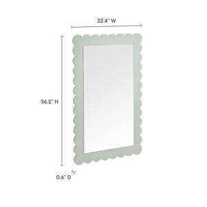 Modway Furniture Emmeline Scalloped Rectangle Wall Mirror - Stylish Accent for Modern and Eclectic Home Décor Sage EEI-7116-SGE