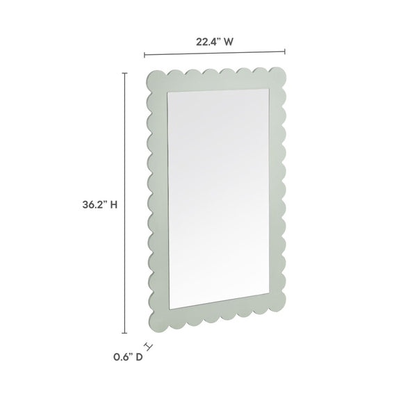 Modway Furniture Emmeline Scalloped Rectangle Wall Mirror - Stylish Accent for Modern and Eclectic Home Décor Sage EEI-7116-SGE