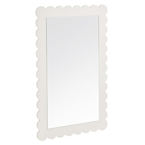 Modway Furniture Emmeline Scalloped Rectangle Wall Mirror - Stylish Accent for Modern and Eclectic Home Décor White EEI-7116-WHI