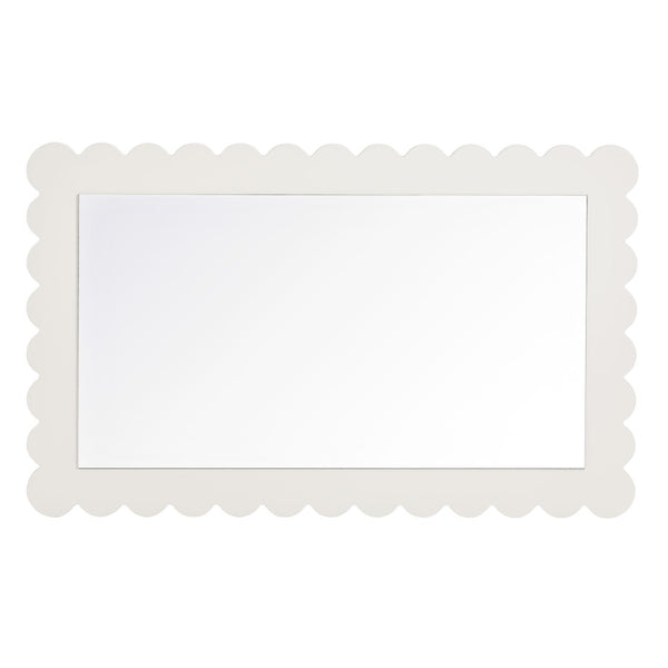 Modway Furniture Emmeline Scalloped Rectangle Wall Mirror - Stylish Accent for Modern and Eclectic Home Décor White EEI-7116-WHI