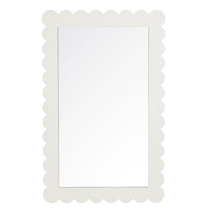Modway Furniture Emmeline Scalloped Rectangle Wall Mirror - Stylish Accent for Modern and Eclectic Home Décor White EEI-7116-WHI