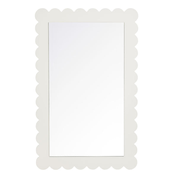 Modway Furniture Emmeline Scalloped Rectangle Wall Mirror - Stylish Accent for Modern and Eclectic Home Décor White EEI-7116-WHI