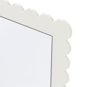 Modway Furniture Emmeline Scalloped Rectangle Wall Mirror - Stylish Accent for Modern and Eclectic Home Décor White EEI-7116-WHI