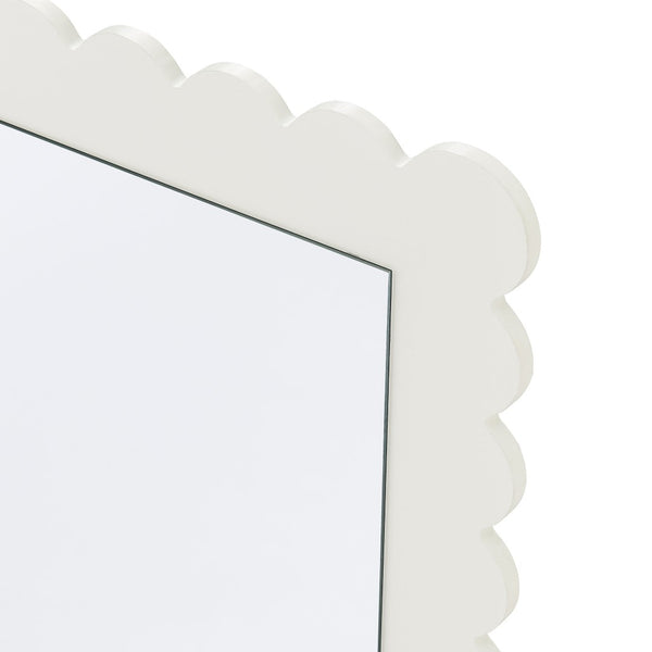 Modway Furniture Emmeline Scalloped Rectangle Wall Mirror - Stylish Accent for Modern and Eclectic Home Décor White EEI-7116-WHI