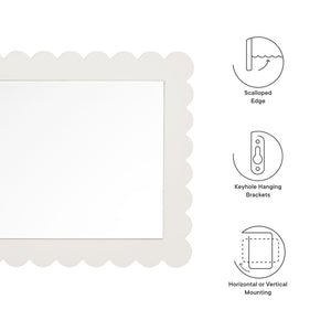 Modway Furniture Emmeline Scalloped Rectangle Wall Mirror - Stylish Accent for Modern and Eclectic Home Décor White EEI-7116-WHI