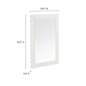 Modway Furniture Emmeline Scalloped Rectangle Wall Mirror - Stylish Accent for Modern and Eclectic Home Décor White EEI-7116-WHI