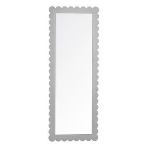 Modway Furniture Emmeline Scalloped Rectangle Floor Mirror - Playful Full-Length Design for Stylish Home Decor Light Gray EEI-7117-LGR
