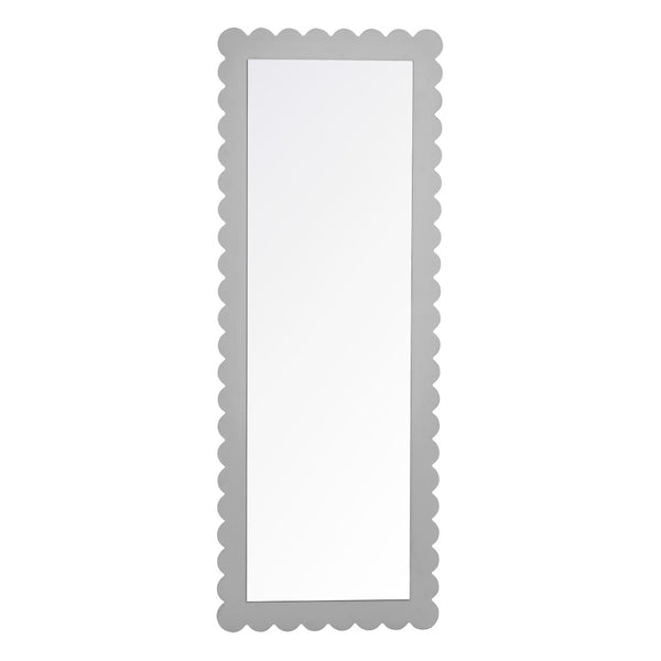 Modway Furniture Emmeline Scalloped Rectangle Floor Mirror - Playful Full-Length Design for Stylish Home Decor Light Gray EEI-7117-LGR