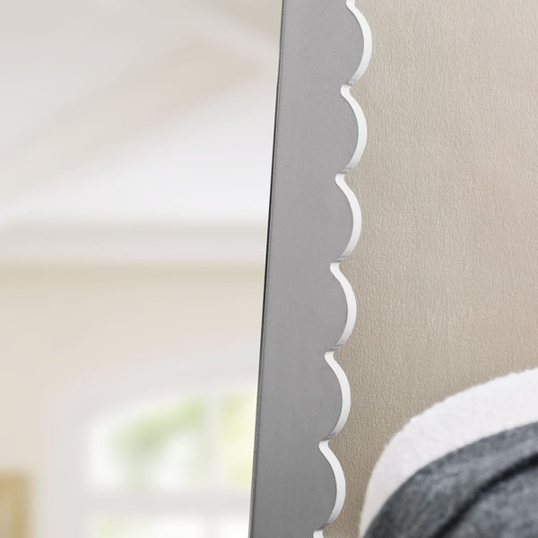 Modway Furniture Emmeline Scalloped Rectangle Floor Mirror - Playful Full-Length Design for Stylish Home Decor Light Gray EEI-7117-LGR